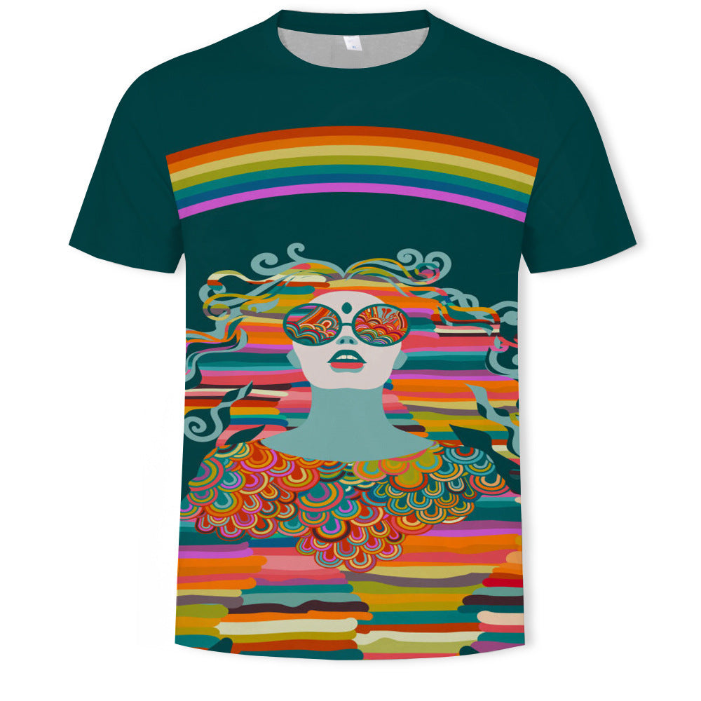 Mens Digital Print Crew Neck T-shirt
