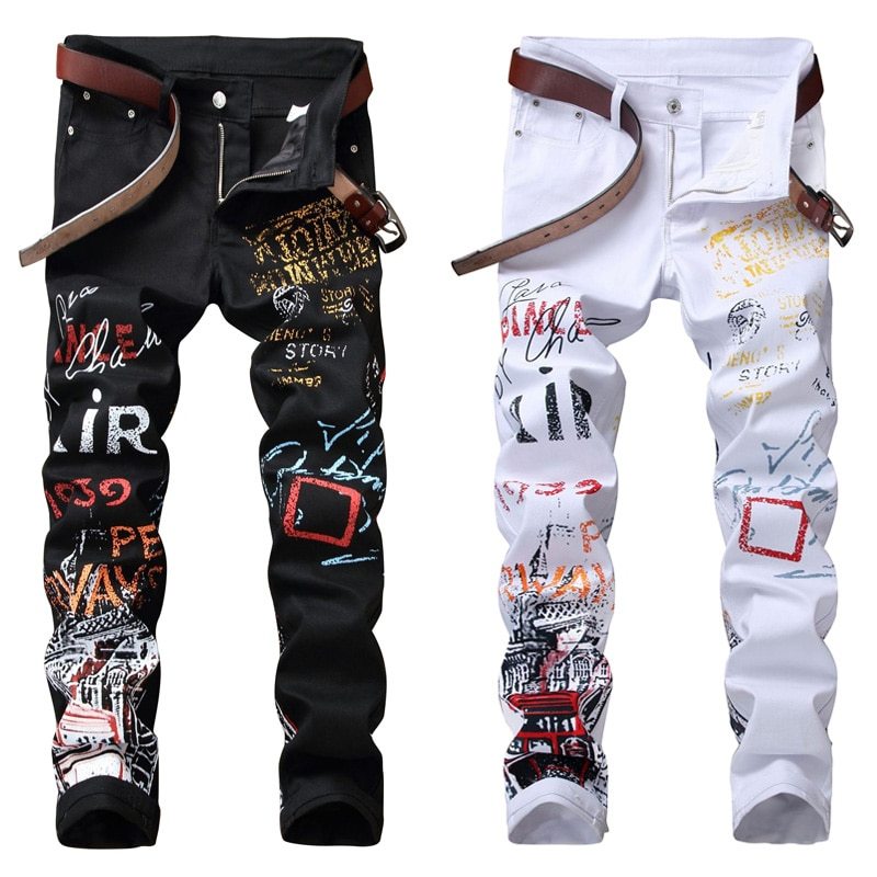 Placket Graphic Mens Jeans