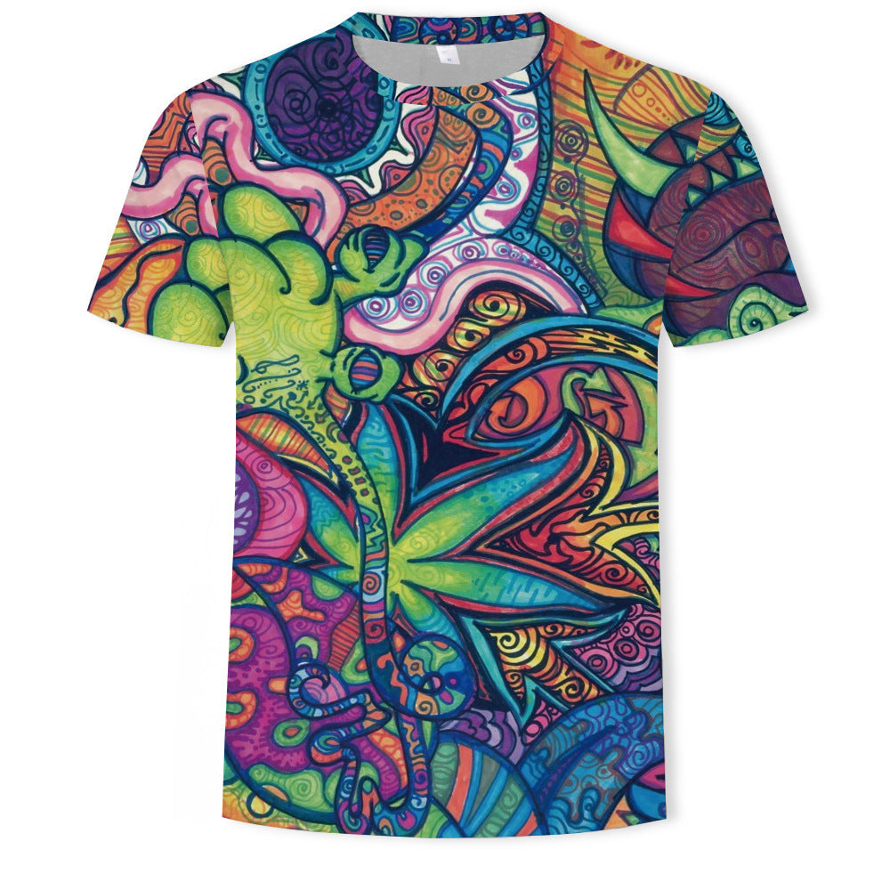 Mens Digital Print Crew Neck T-shirt