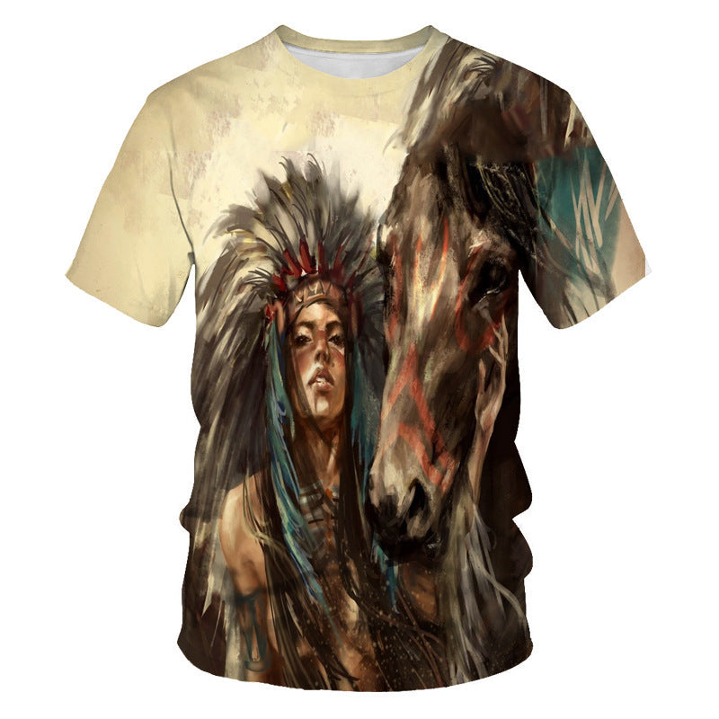 Mens Digital Print Crew Neck T-shirt