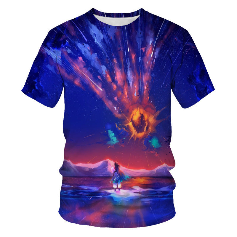 Mens Digital Print Crew Neck T-shirt