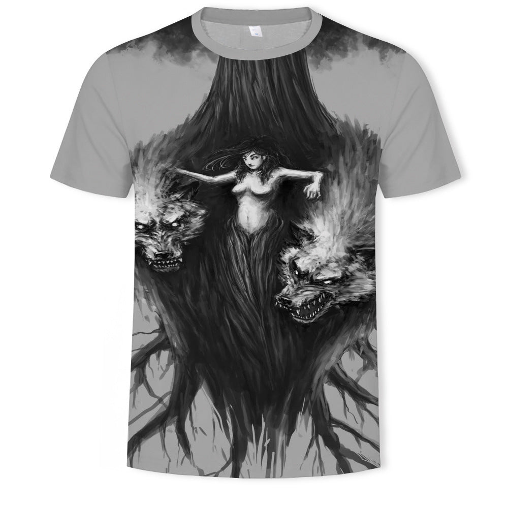 Mens Digital Print Crew Neck T-shirt