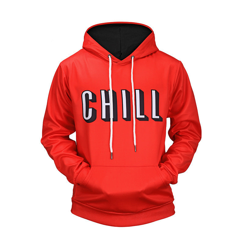 Pocket Hooded Hip-hop Pullover Men's Fashion Autumn And Winter Hoodie Digital Printing