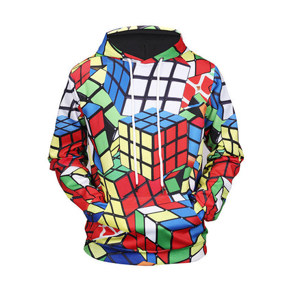 Pocket Hooded Hip-hop Pullover Men's Fashion Autumn And Winter Hoodie Digital Printing
